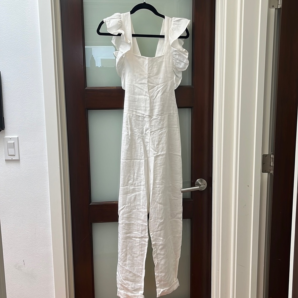 Elegant White Ruffled Jumpsuit Freya Lillie S small